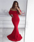 Sexy Off The Shoulder Flounced Prom Dresses Mermaid Sexy Red Prom Party Gowns 2018